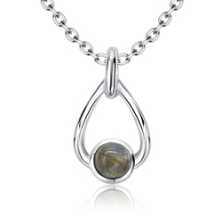 Chic Grey Quartz Natural Stone Silver Necklace SPE-5151